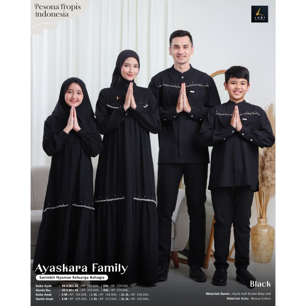 SARIMBIT PESONA TROPIS 2025 AYASKARA FAMILY SERIES BLACK WHITE BY LUBI FASHION