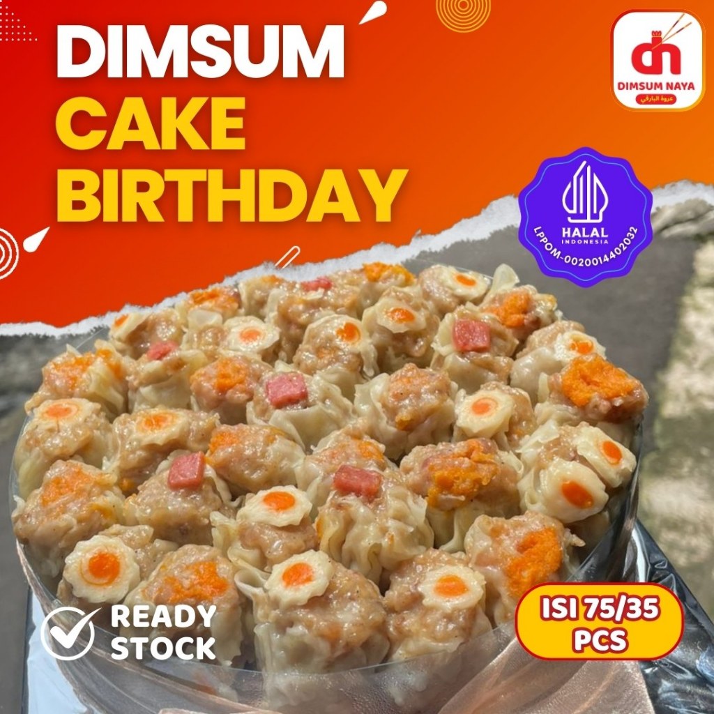 

DIMSUM CAKE BIRTHDAY isi 70/35 Pcs Premium Free Saus Mentai (Ready To Eat)
