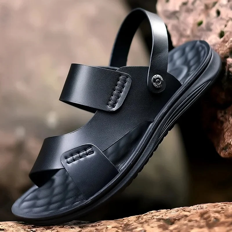 Sandal Pria Kulit / Sandal Cowok Remaja selop Viral terbaru kekinian Bl52