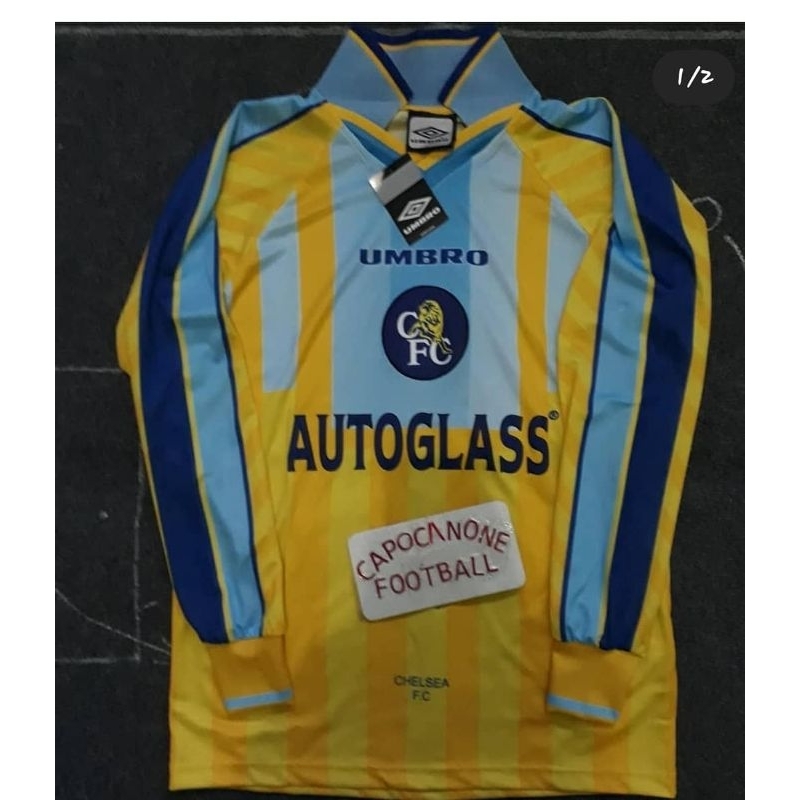 BAJU JERSEY Chelsea RETRO 1997 97 1998 1999 98 99 2000 2001 00 01 AWAY Autoglass Blokecore skena Ls 