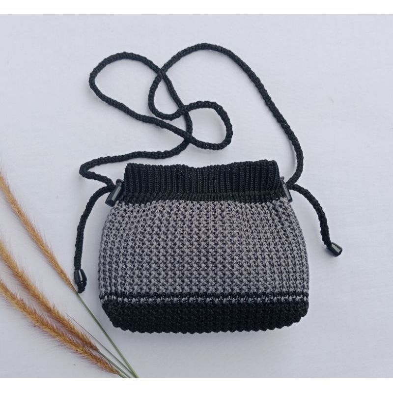 tas rajut selempang serut tas wanita rajut serut