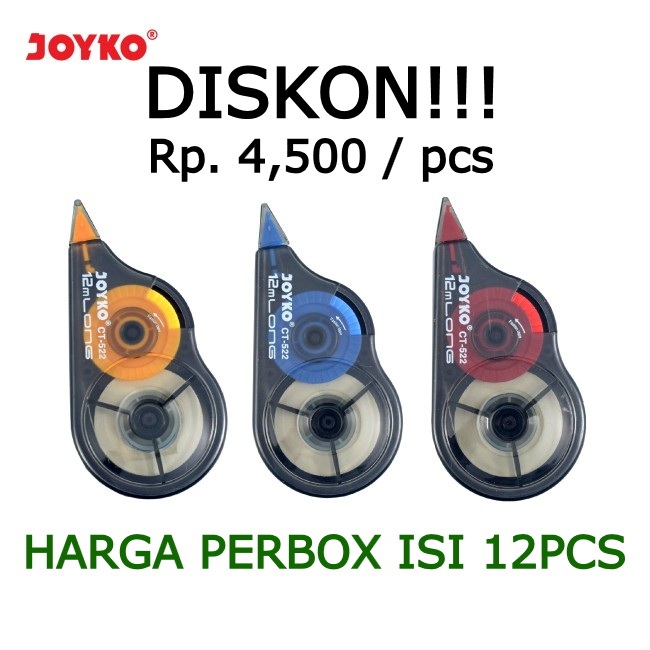 

CORRECTION TAPE JOYKO CT-522 12M TIPEX KERTAS ROLLER JOYKO CT522