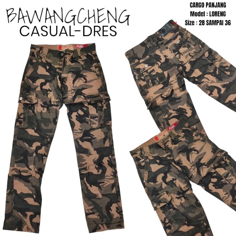 (New Stock) Celana Cargo Panjang Motif Loreng Import Premium || Celana Cargo Pria || Bawangcheng bra