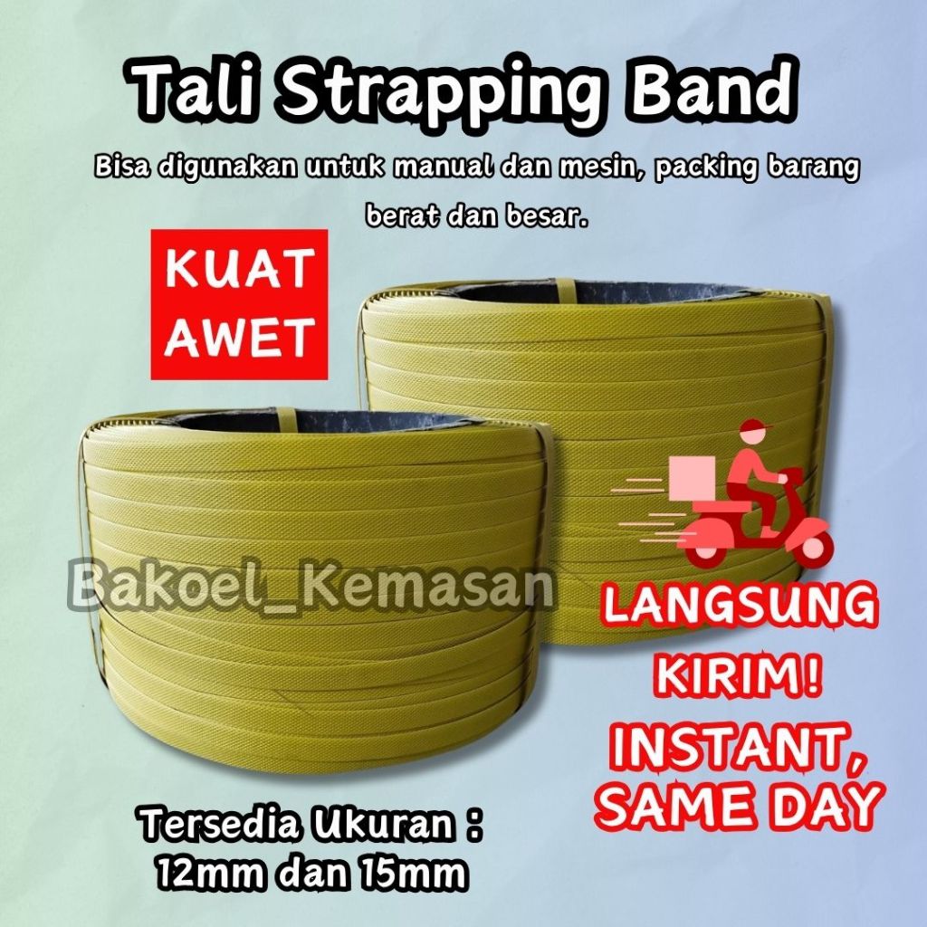 

[INSTANT ONLY] Tali Strapping Roll Tebal 15mm Packing Kayu Warna Kuning
