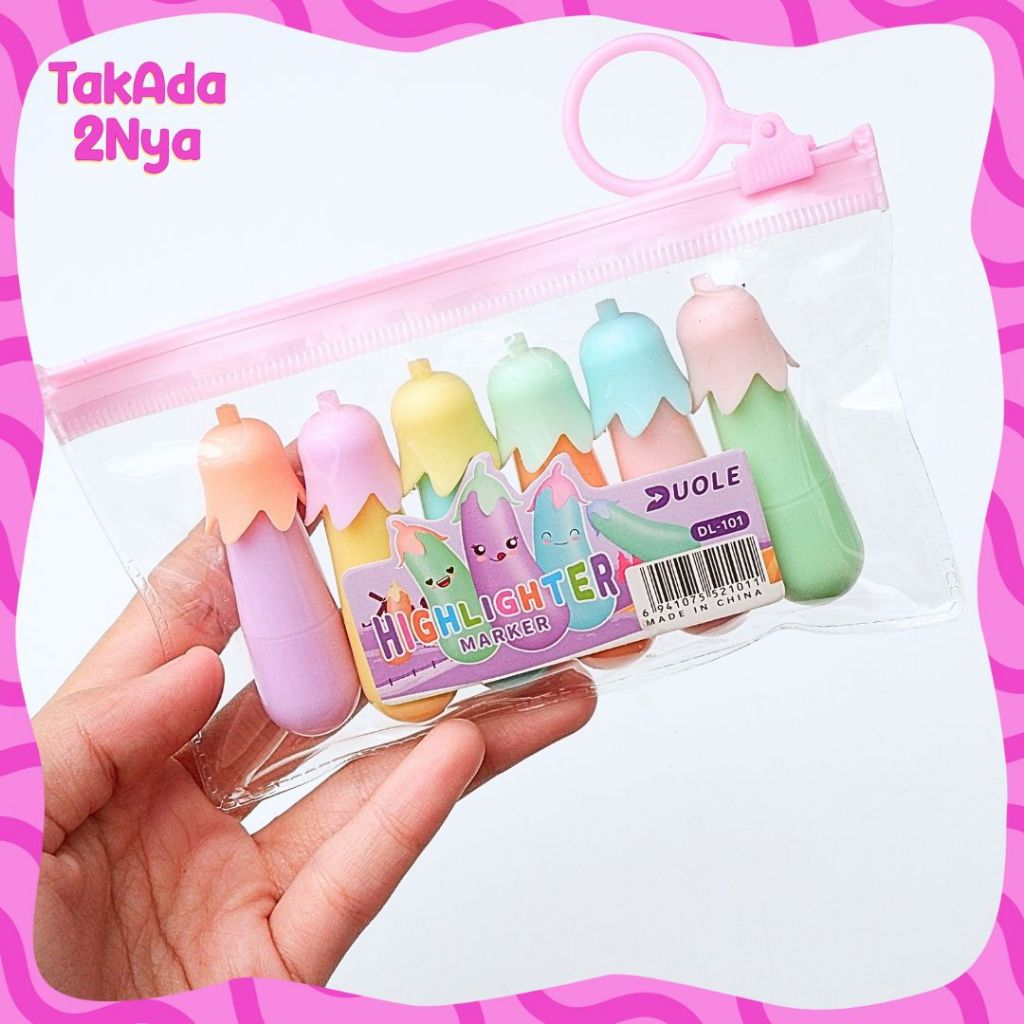 

Highlighter 3D Duole DL-101 Terong Penanda Berwarna Marker Textlighter Textliner