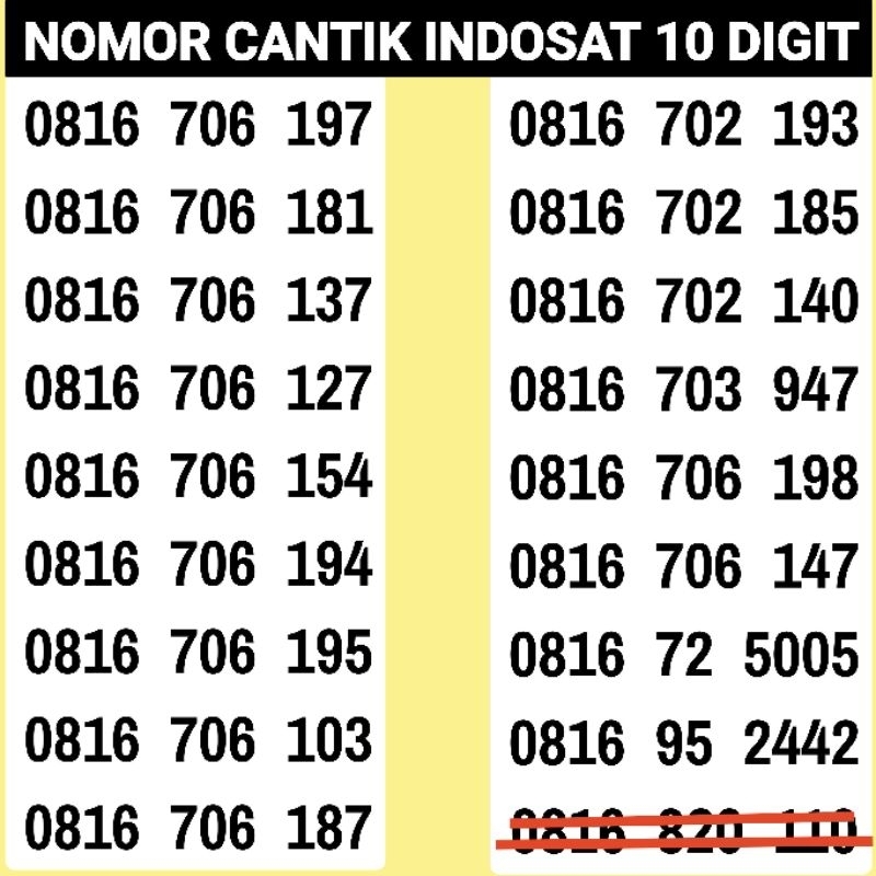 NOMOR CANTIK INDOSAT IM3 MENTARI 10 DIGIT 11 DIGIT 4G 5G LANGKA PRABAYAR