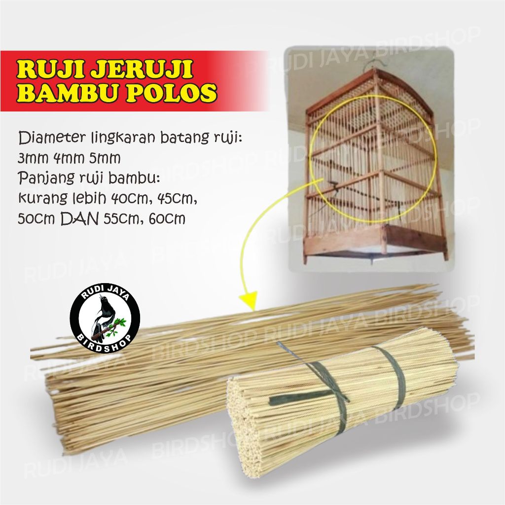 RUJI SANGKAR BURUNG JERUJI BAMBU PUTIH UKURAN 3 MM 4 MM 5 MM 1 IKAT 1 PAK ISI +- 100 BATANG POLOS
