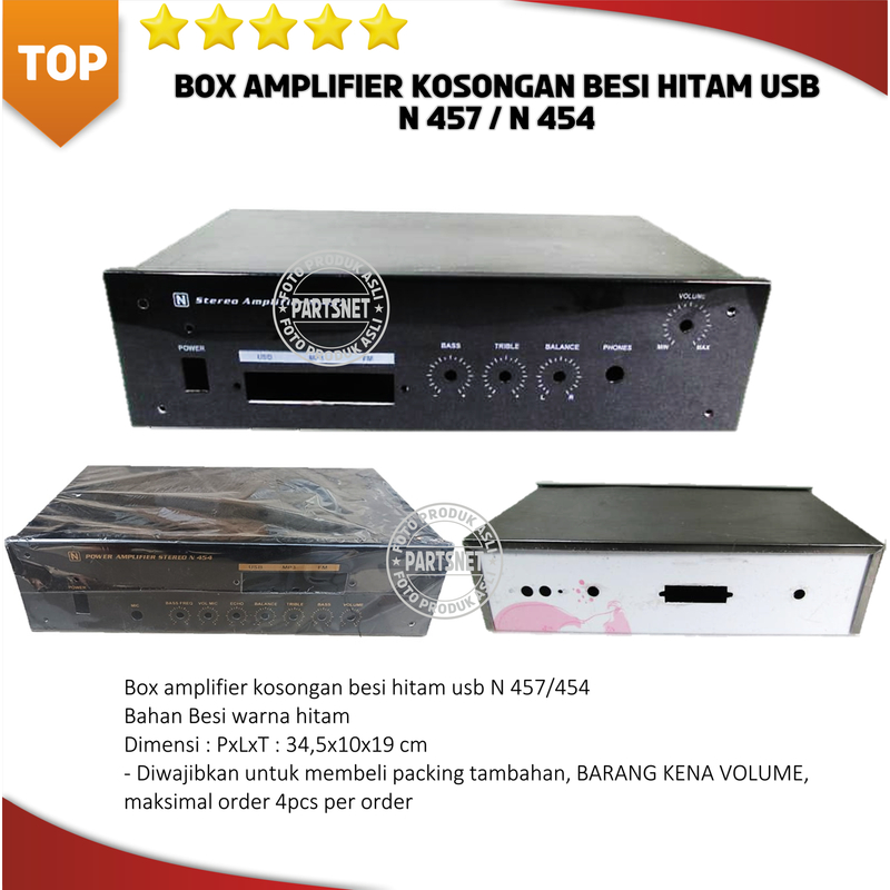 Box amplifier kosongan besi hitam usb N 457