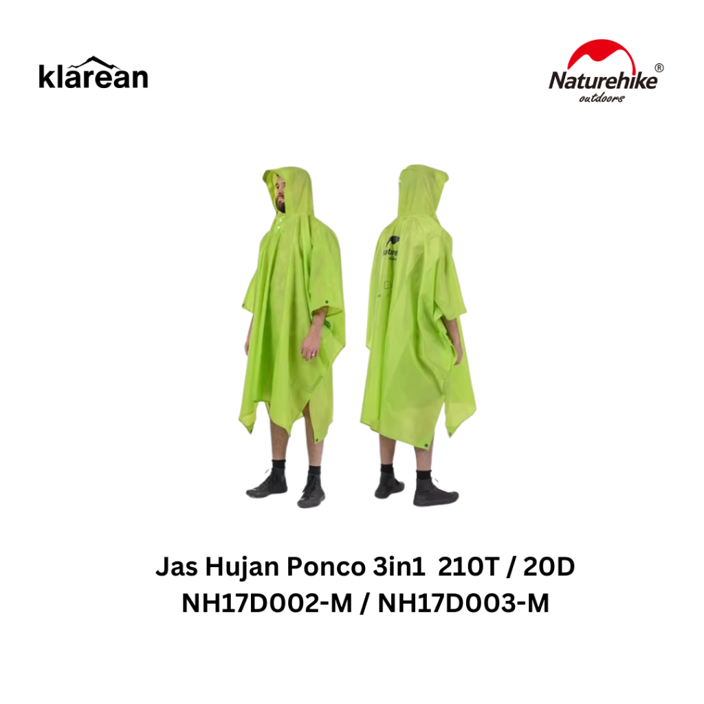 Naturehike 210t NH17D002-M 20d NH17D003-M Jas Hujan Ponco 3 in 1