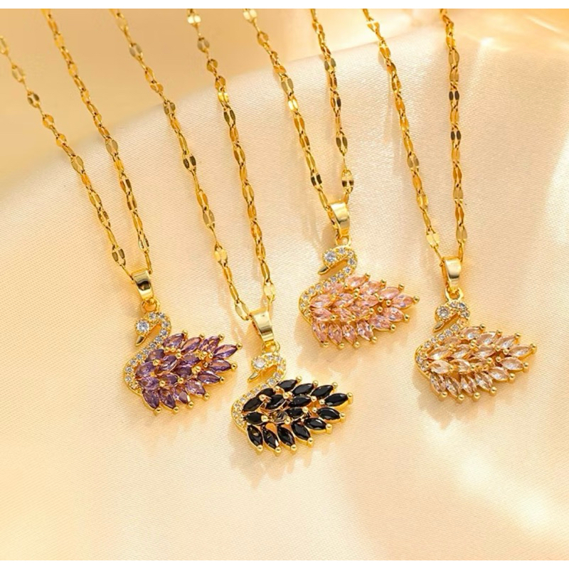 kalung titanium liontin angsa mewah elegant