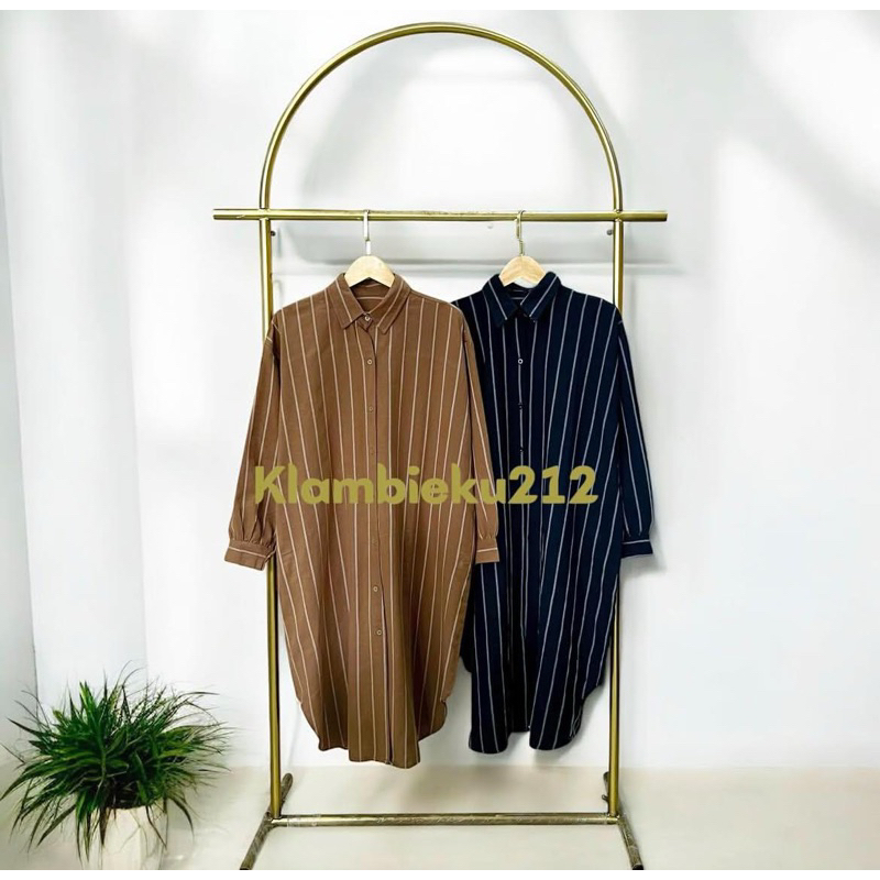 Klambieku - Long Tunik Bahan Katun Motif Salur