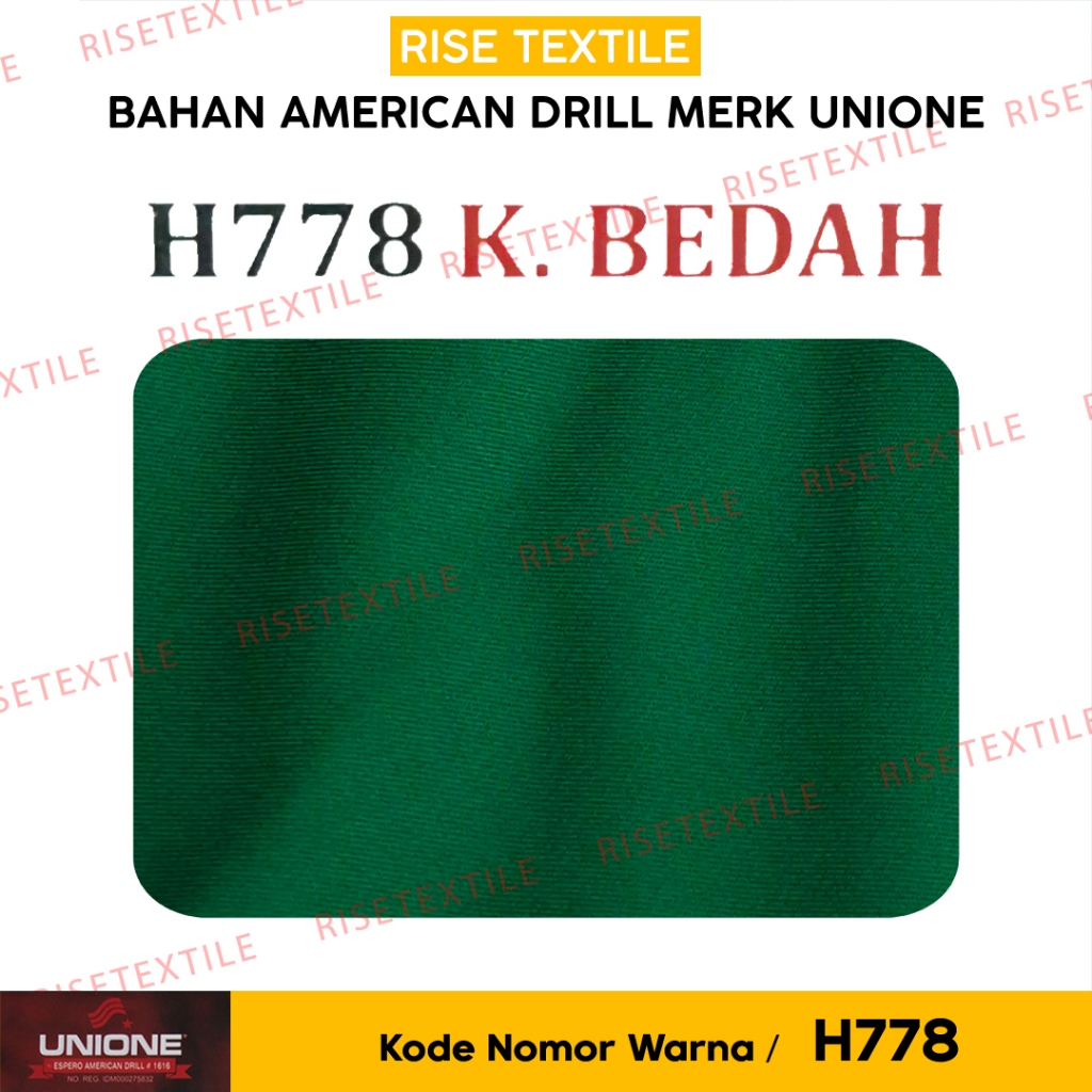 Bahan American Drill UNIONE Kain Rollan Bahan Seragam Kain Celana Kain Kemeja Warna Hijau Botol Kama