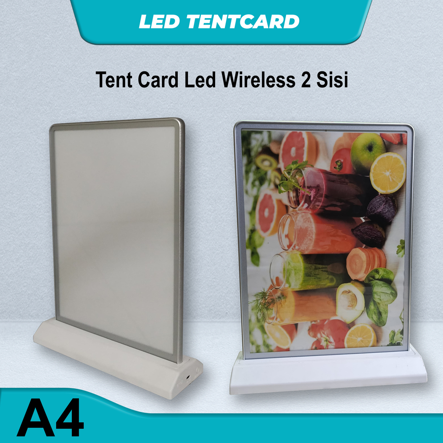 

TENT CARD LED WIRELESS 2 SISI / LED TENT CARD UKURAN A4 2 SISI