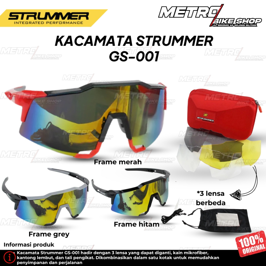 Kaca Mata Gowes Kaca Mata Sport Sunglasses Cylist Kaca Mata Strummer GS001 Kaca mata sepeda