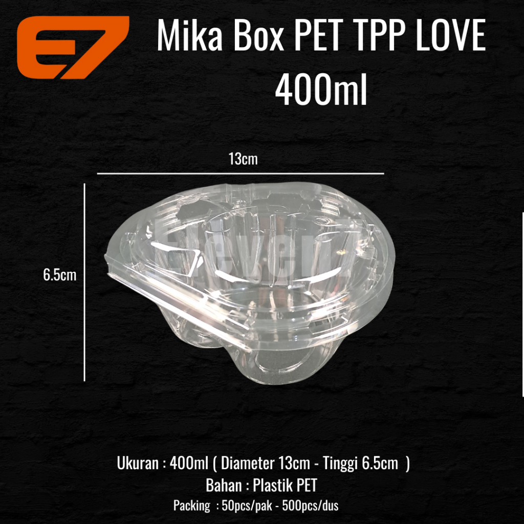 Mika Box Love , Tray Lunch Box , Kotak Mika Plastik 400ml (50pcs)
