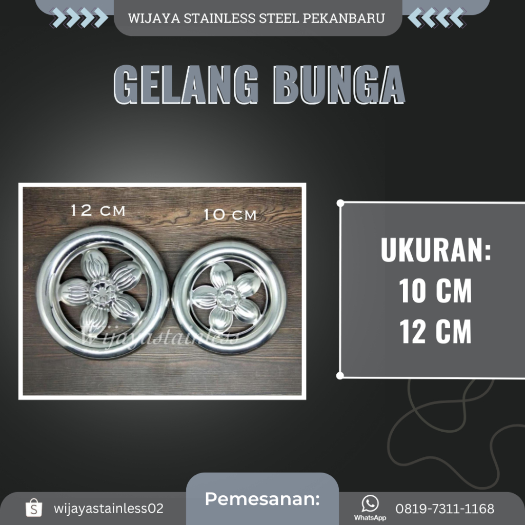 [10 & 12cm] GELANG BUNGA SAKURA ACCESSORIES STAINLESS STEEL / ORNAMEN AKSESORIS STENLIS