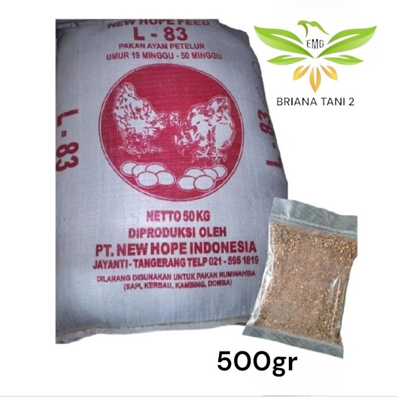 Repack 500gr Pakan L-83 AYAM PETELUR L 83 Umur 19 Minggu - 50 Minggu L 83 NEW HOPE