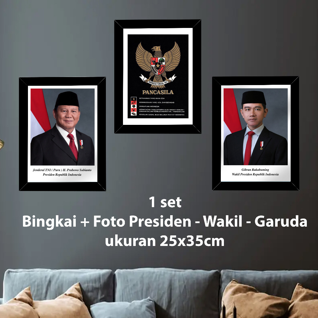 bingkai foto presiden, 1 set bingkai presiden murah, foto presiden wakil dan garuda plus bingkai