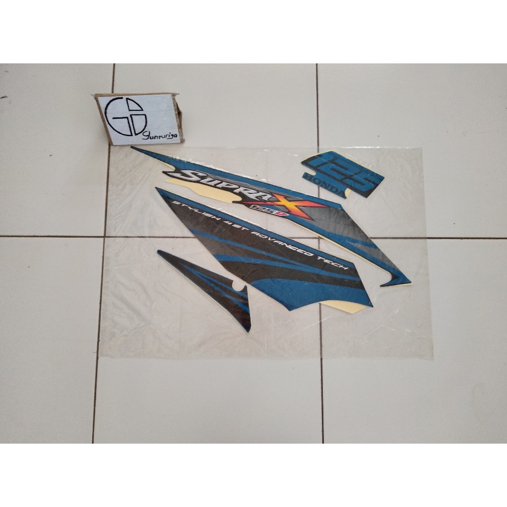 Striping Sticker Lis Supra X 125 D 2007 2008 Hitam Biru