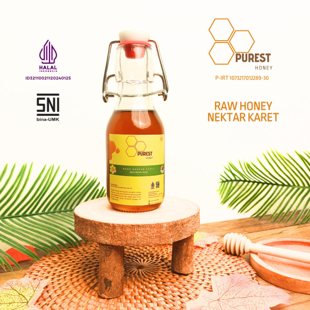 

Purest Honey - Madu Mentah Nektar Karet - Botol Kaca