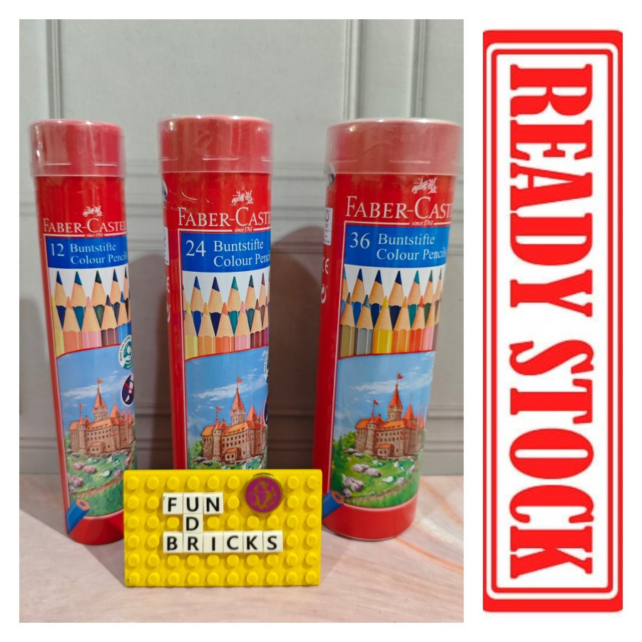 

Faber Castell 12 24 36 Colour Pencils in round tin kaleng