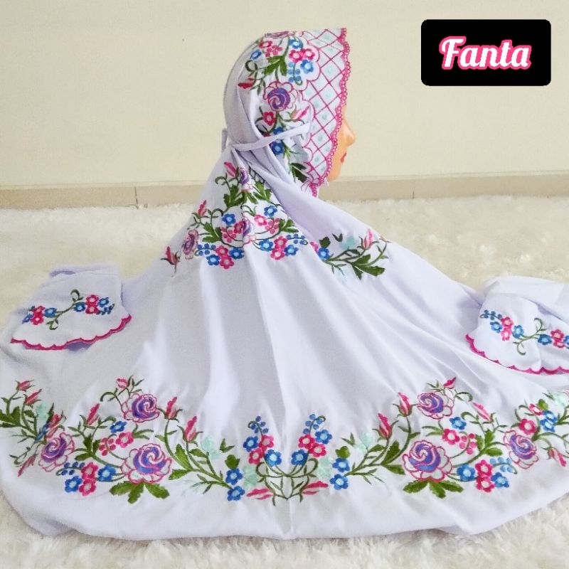 MUKENA BORDIR DEWASA TERUSAN LAJURAN LANGSUNGAN MOTIF BUNGA MAWAR
