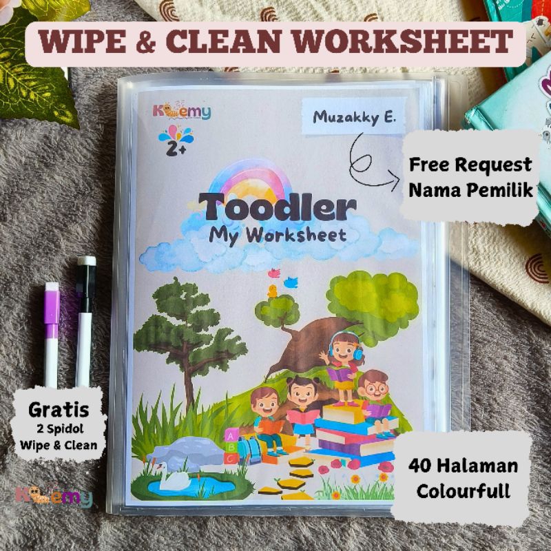 

KIEMY TOODLER Worksheet – Worksheet Edukasi Aktivitas Anak – Buku Aktivitas Pertamaku – worksheet anak wipe and clean 40 halaman - Worksheet anak Pra-sekolah Paud Tk 2-5 tahun