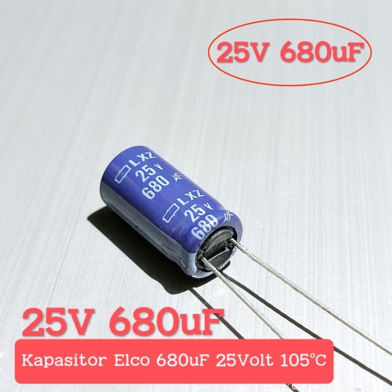 CAPASITOR ELCO 25V 680UF 105°C RANDOM