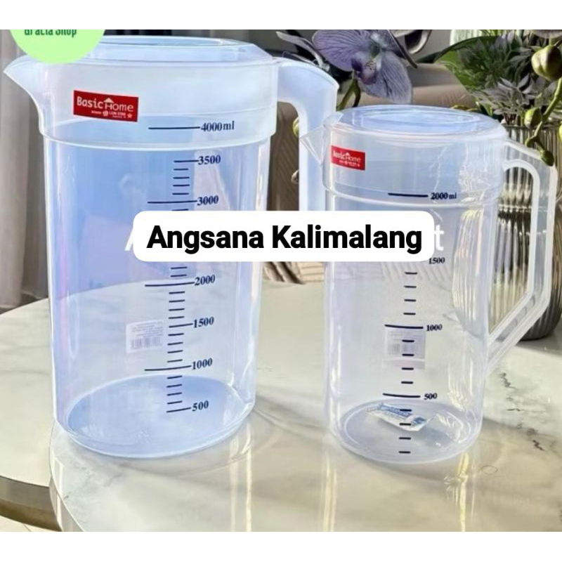Basic Home Pitcher Teko Gelas Ukur Takar + Tutup / Takaran Plastik Eskan Horeka 2,1L dan 4.6L / Teko