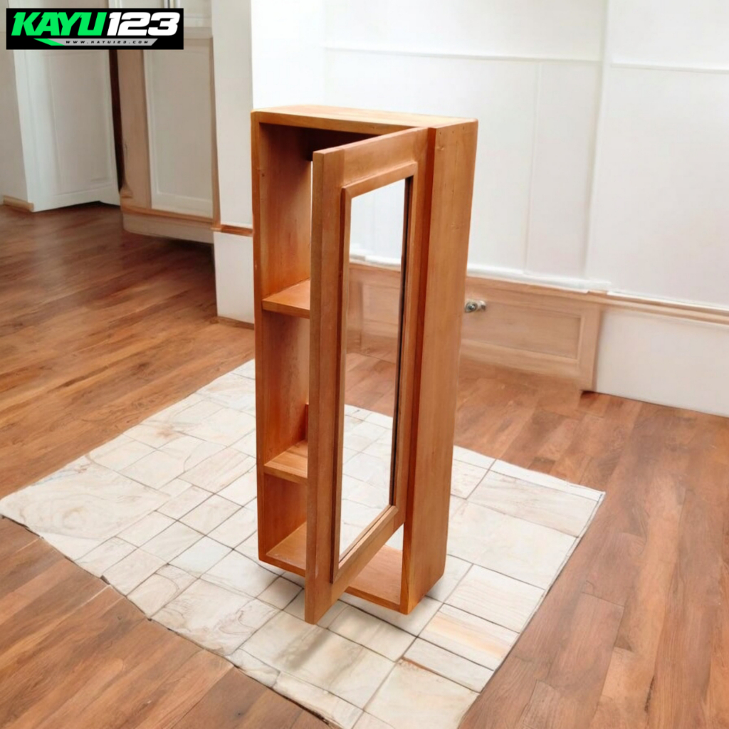 kabinet cermin kamar mandi / kabinet kaca cermin / rak cermin kamar mandi / cermin kayu 45×13×70