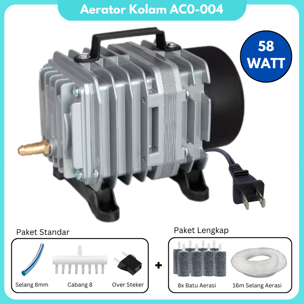 RISSEE Pompa Udara Aerator Kolam Aquarium ACO 004 Mesin Gelembung Udara Oksigen Blower Ikan Akuarium