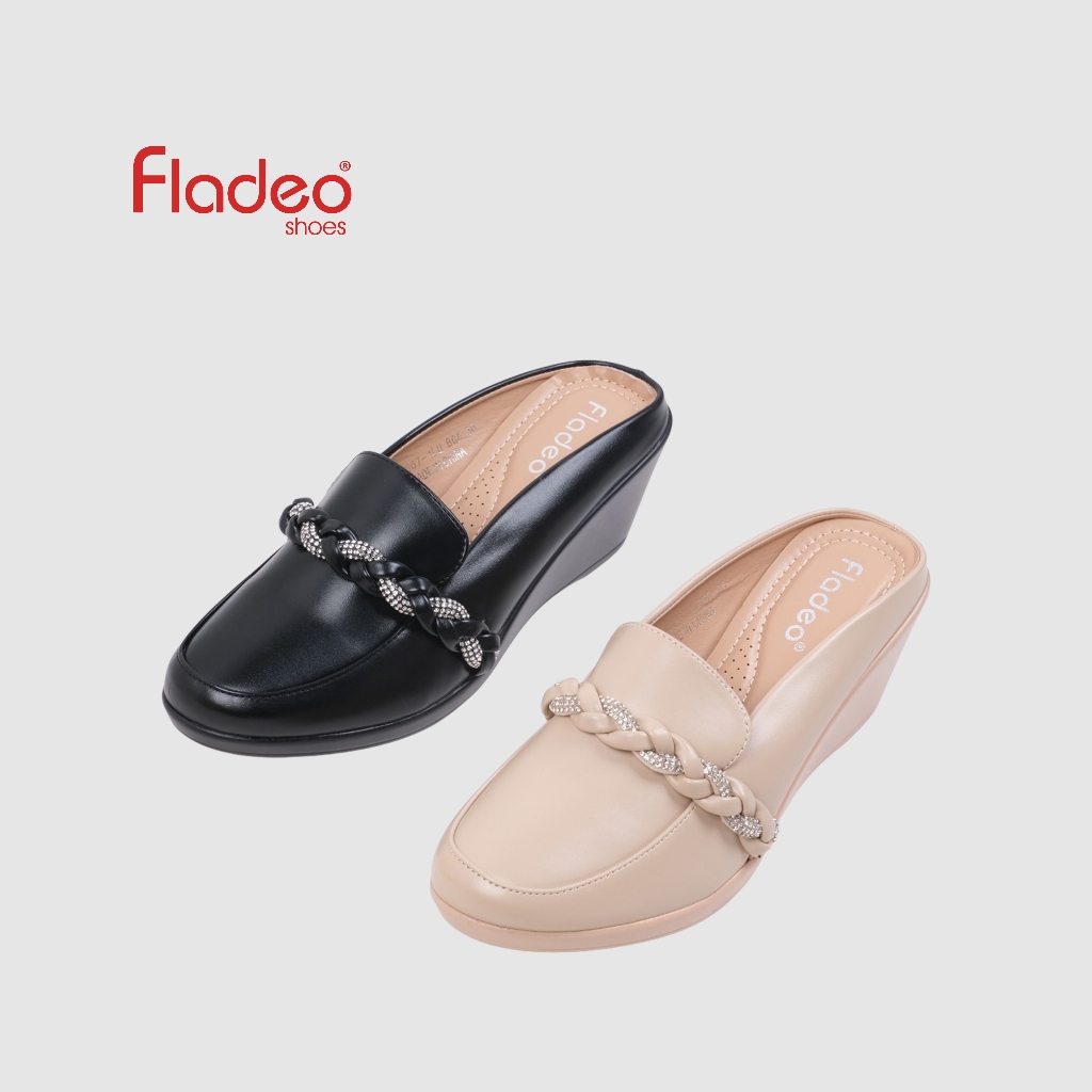 Fladeo A25/LDH567-1LU/Sepatu Slop Wedges Wanita [ Wedges Formal Shoes ]