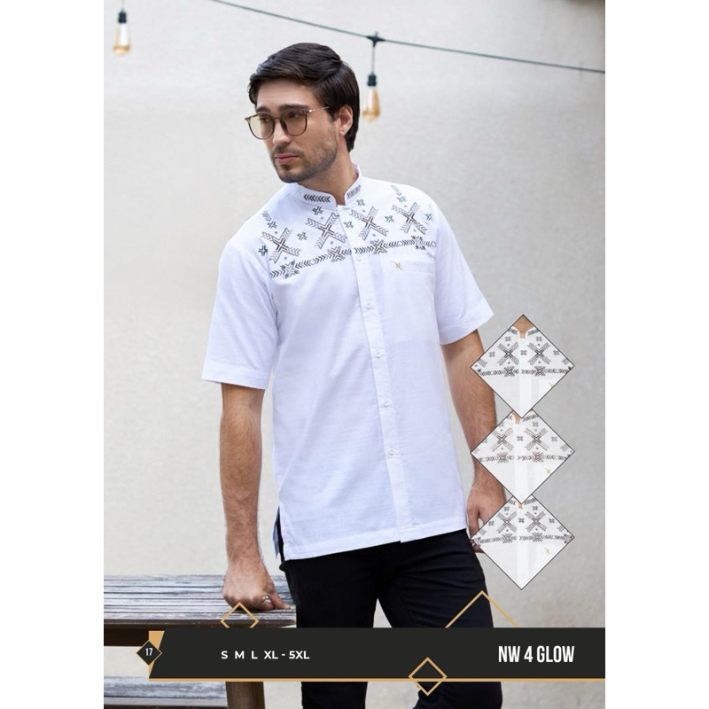 Baju Takwa Cowok Merk Nizar Motif NW 4 GLOW//Atasan Pendek//Baju Kokoh Cowok