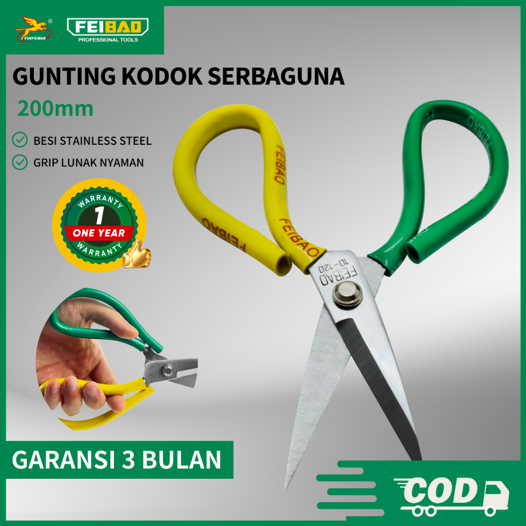 

Feibao Gunting Kodok / Gunting Tukang Serbaguna 200mm / Multifunction Scissor Ukuran Besar / F10-120