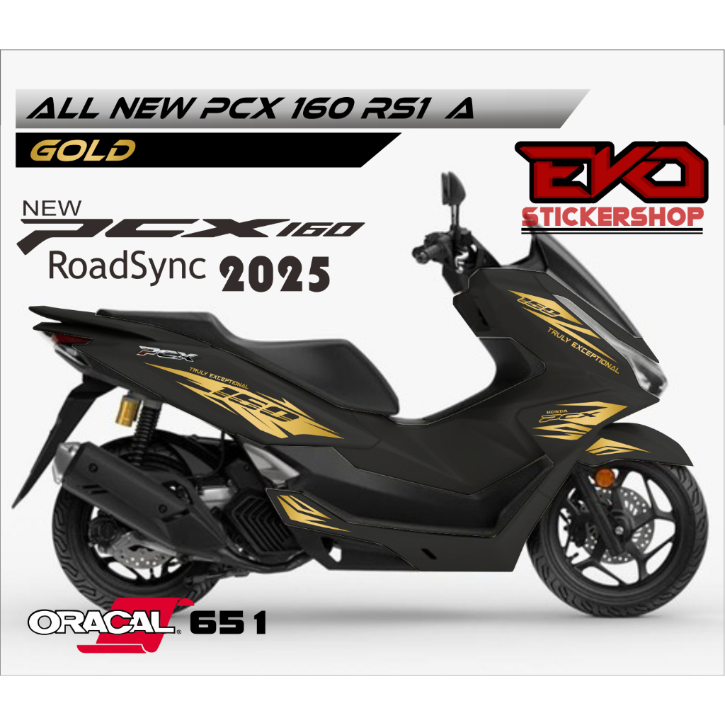 Stiker PCX 2025  Hitam Cutting Sticker Pcx 160 RoadSync Striping Variasi