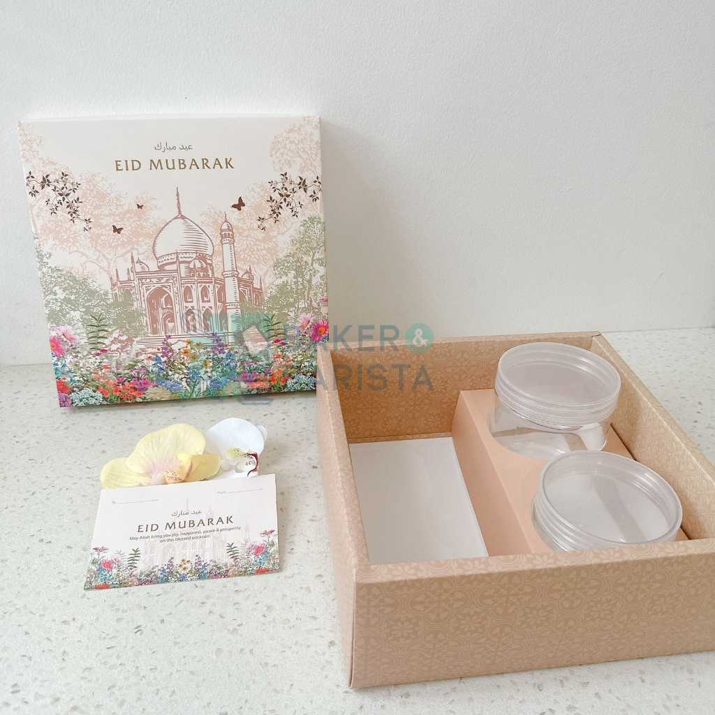 

Box Lebaran Rania 22x22cm Doublewall /Box Kue Lapis/Box Kue Kering Lebaran /Box 4 toples/Box gift Hampers Idul Fitri