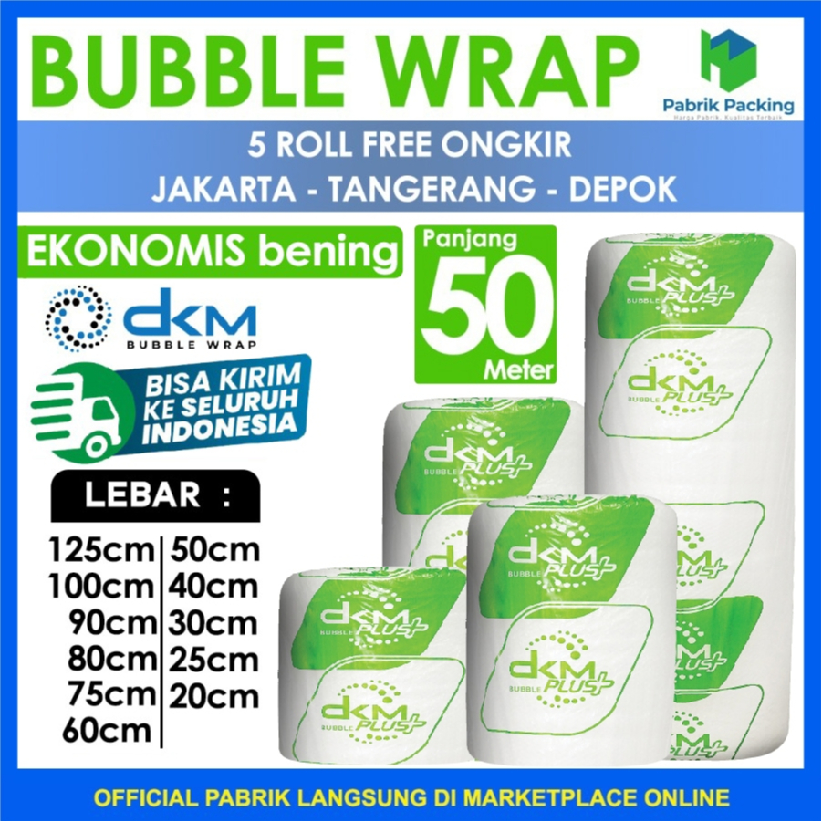 

PLASTIK BUBBLE WRAP BENING EKONOMIS / BUBBLE WRAP MURAH DKM 50 meter