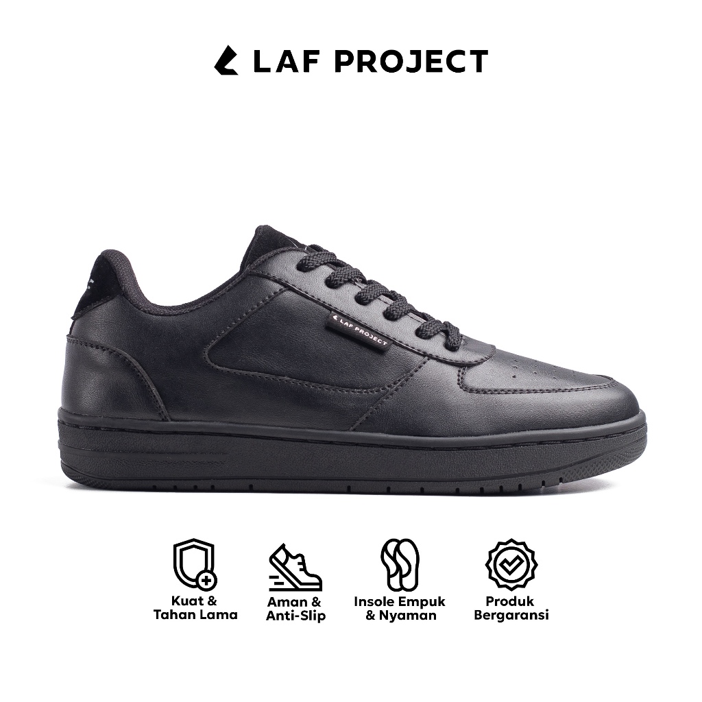 LAF Project Sepatu Pria Sneakers Hitam Polos Keren Kerja Casual Premium Versa LAF Project