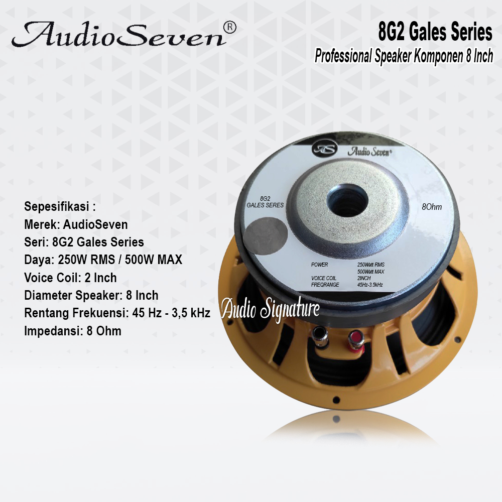 Komponen Speaker 8 Inch AUDIO SEVEN 8 G2 | 8G2 Original MAX 500 Watt