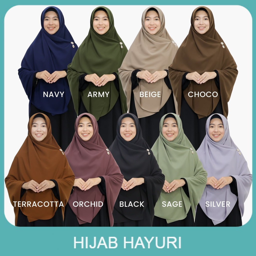 Hijab Hayuri Khimar Size 120 cm Segiempat Polos Hijab Jilbab Instan Segiempat / hijab khimar syari /