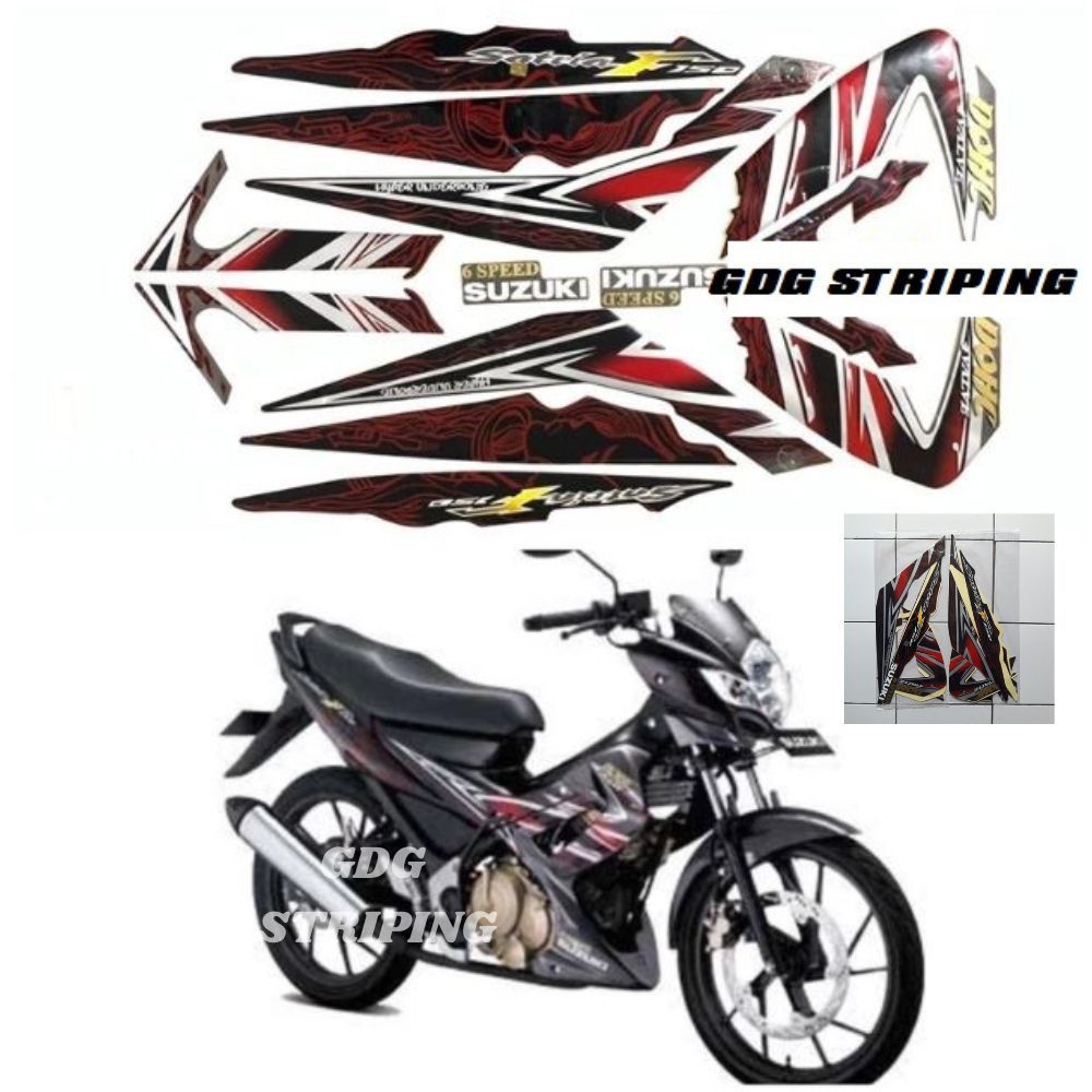 Striping Stiker Suzuki Satria Fu F150 2011 Hitam Abu Murah GDG