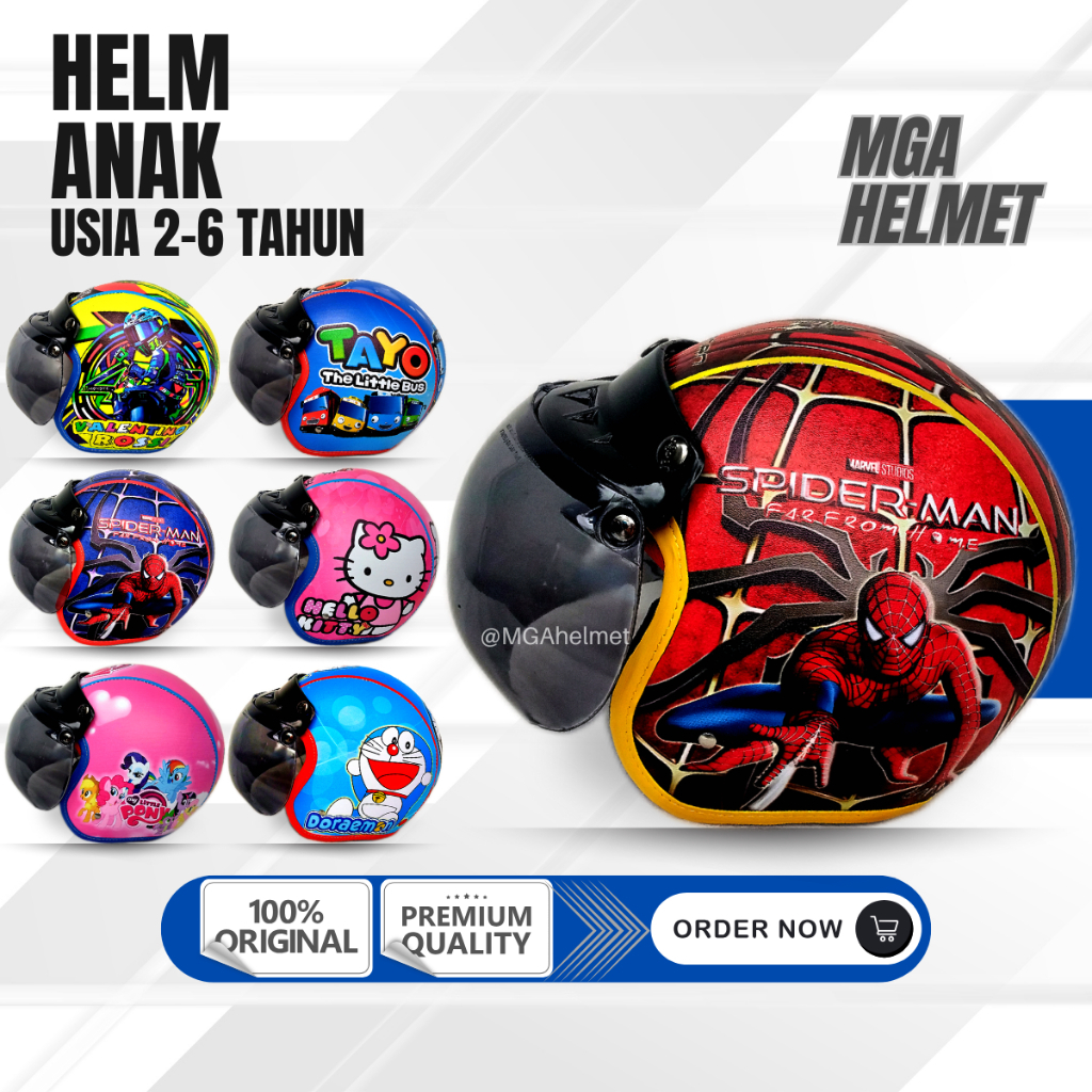 helm anak bogo karakter cewek cowok/ helm motor anak untuk usia 2-6 tahun