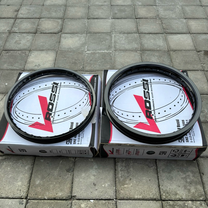 Velg ROSSI W Shape Hitam Glossy Ring 17 Ukuran 160 185 Satu Set