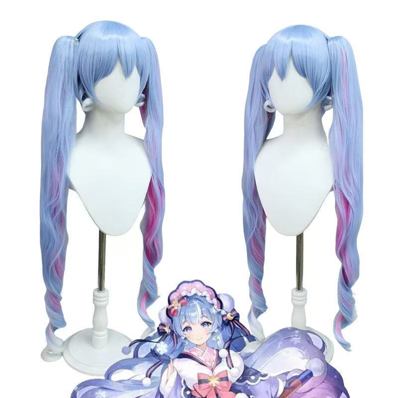 Puppet outfit Snow Chuyin Dongli miku Hatsune Miku double horse tail gradual change cos wig