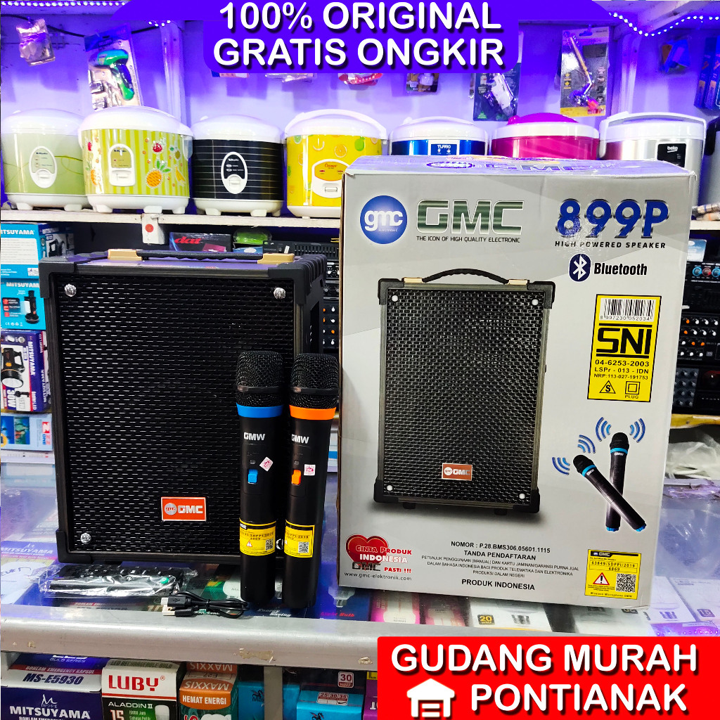 Speaker GMC 8inch 2MIC Wireless Salon Bluethoot 899P Bluetooth