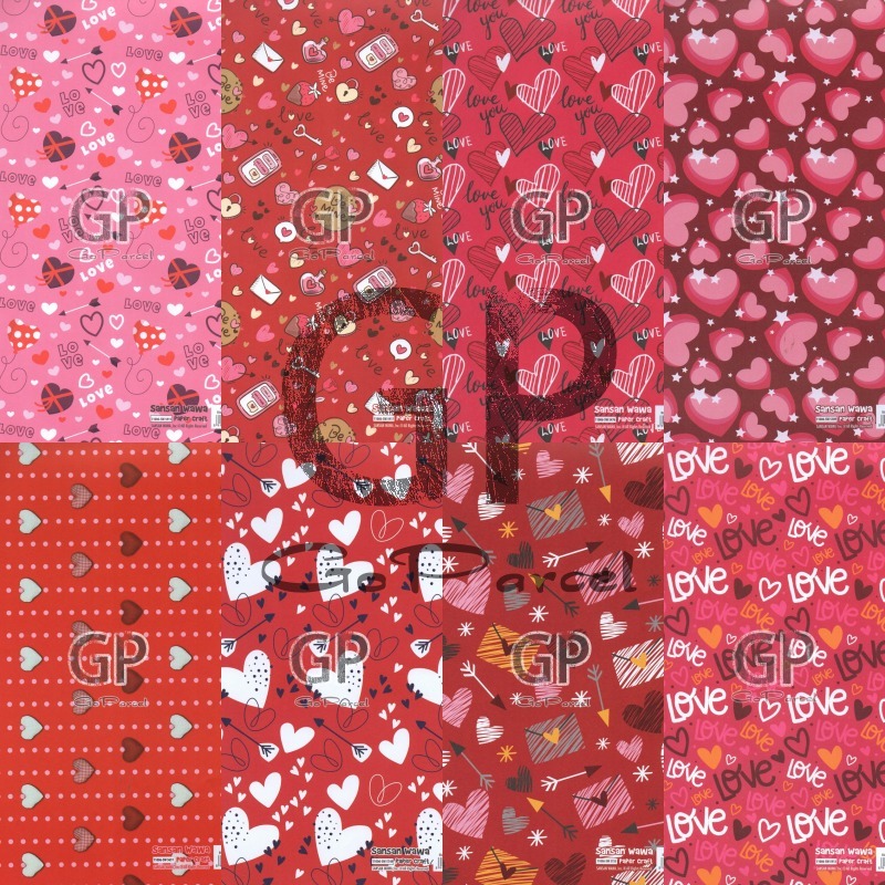 

( 5 Lembar ) LOVE SANWA - KERTAS KADO - GIFT WRAP PAPER SANSAN WAWA HATI / VALENTINE/ ROMANTIC