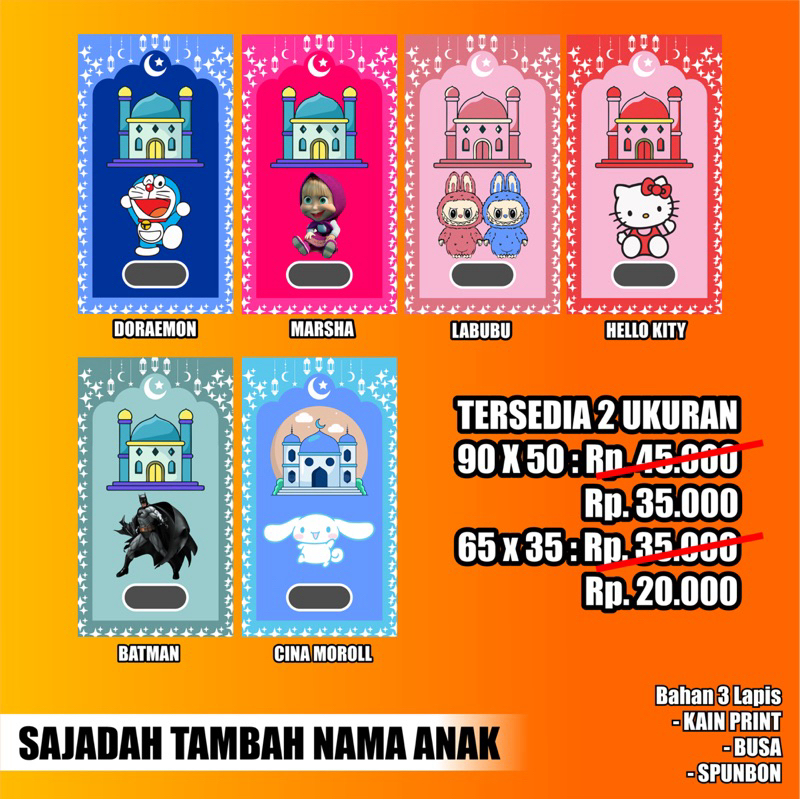SAJADAH ANAK FREE NAMA | SAJADAH ANAK TAMBAH NAMA | SAJADAH ANAK CUSTOM | SAJADAH ANAK | SAJADAH ANA