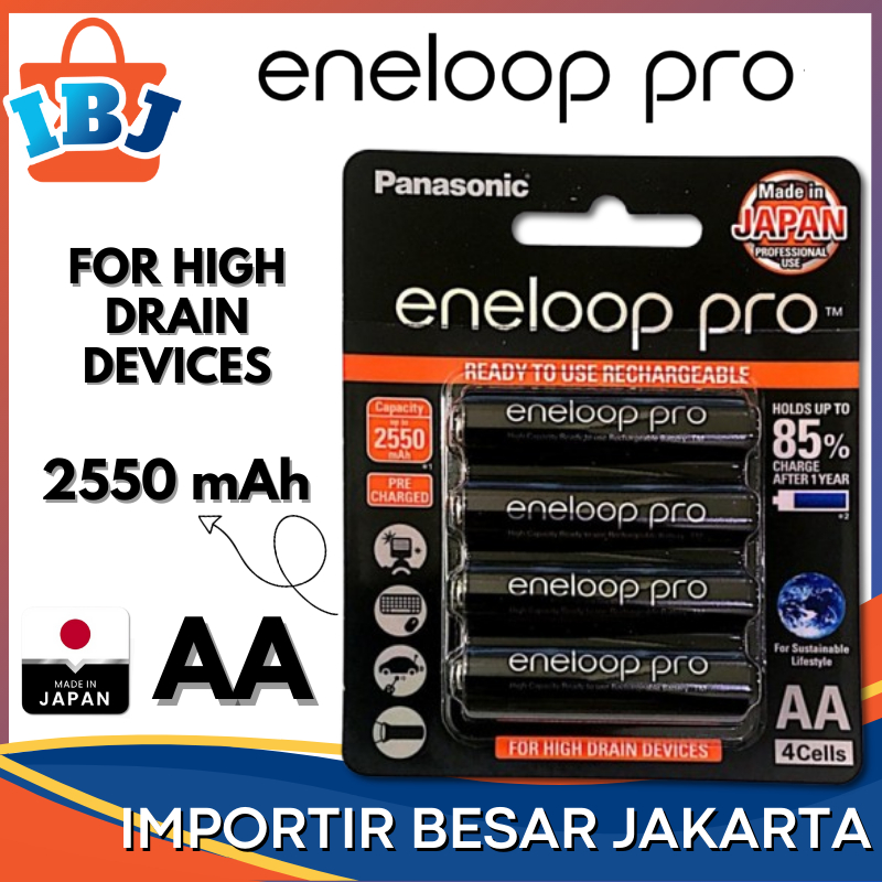 ORIGINAL Baterai Panasonic Eneloop Pro Black AA A2 2550 mAh Batre Cas Eneloop AA A2 2550 mAh Recharg