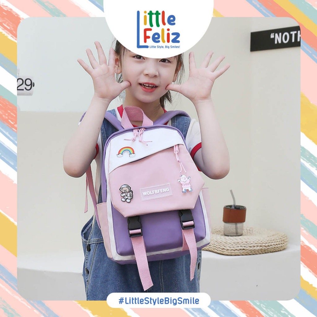 littlefeliz GA09  Tas Sekolah Anak PAUD TK SD Tas Ngaji Tas Ransel Mini Laki Laki Perempuan Polos