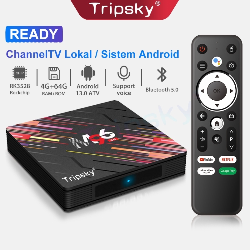 Tripsky M96 Android tv box Ram 4gb Rom 64gb Remote Voice Support Bluetooth Tv Box Android 10 4K FULL